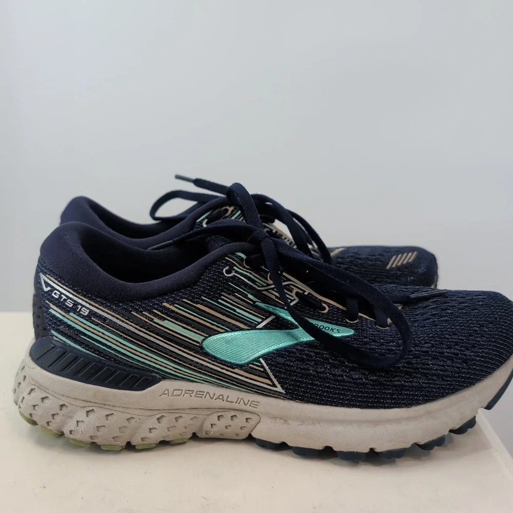 Brooks Adrenaline GTS 19 Cushioned‎ Lace-Up Athletic Sneakers Navy Blue Size 7